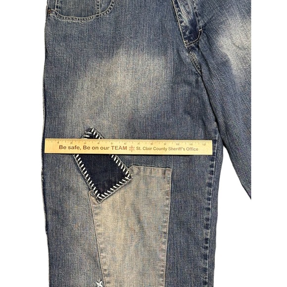 OZOC Mens Carpenter Jeans with Patches 36x33 VTG 90s Skater Hip Hop Wide Leg - Picture 3 of 9